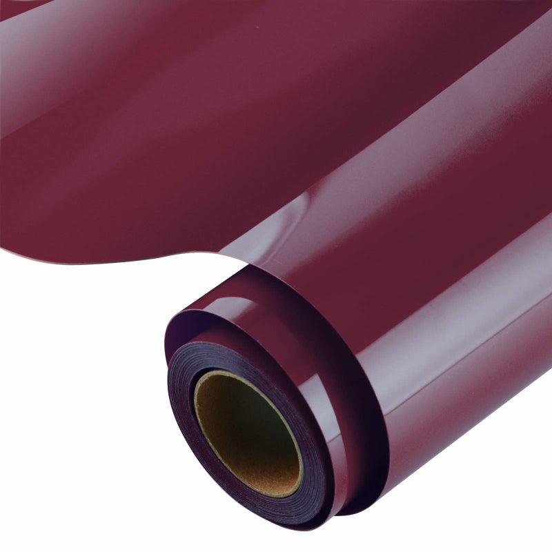 KISSWILL Heat Transfer Vinyl Maroon, 12 Inch X 6 Feet PU Maroon HTV Heat Press Vinyl for T-Shirts, Iron on Vinyl Rolls Compatible with Silhouette Cameo or Heat Press Machine - Image 1
